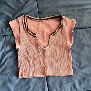 Urban Outfitters Pink Ribbed Crop Top
